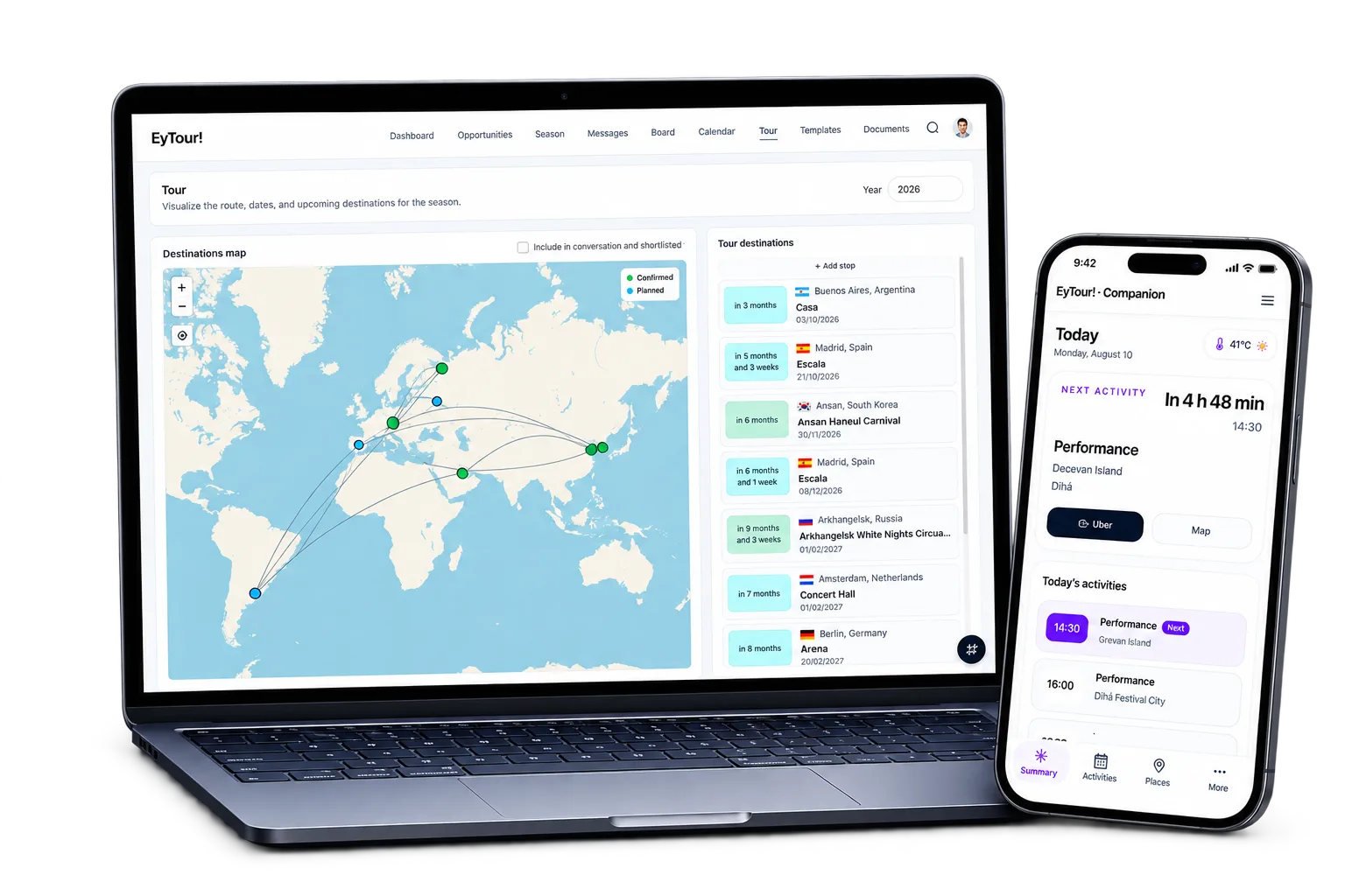 Desktop view of the EyTour platform